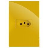 Conjunto Tomada 10a Horizontal 4x2 - RECTA MOSTARDA GLOSS